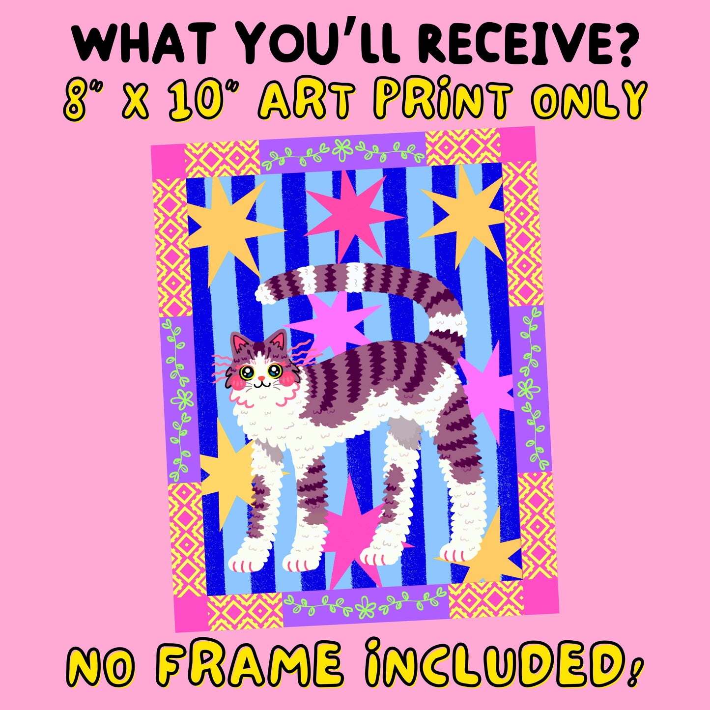 Grey Cat Art Print - 8"x10"