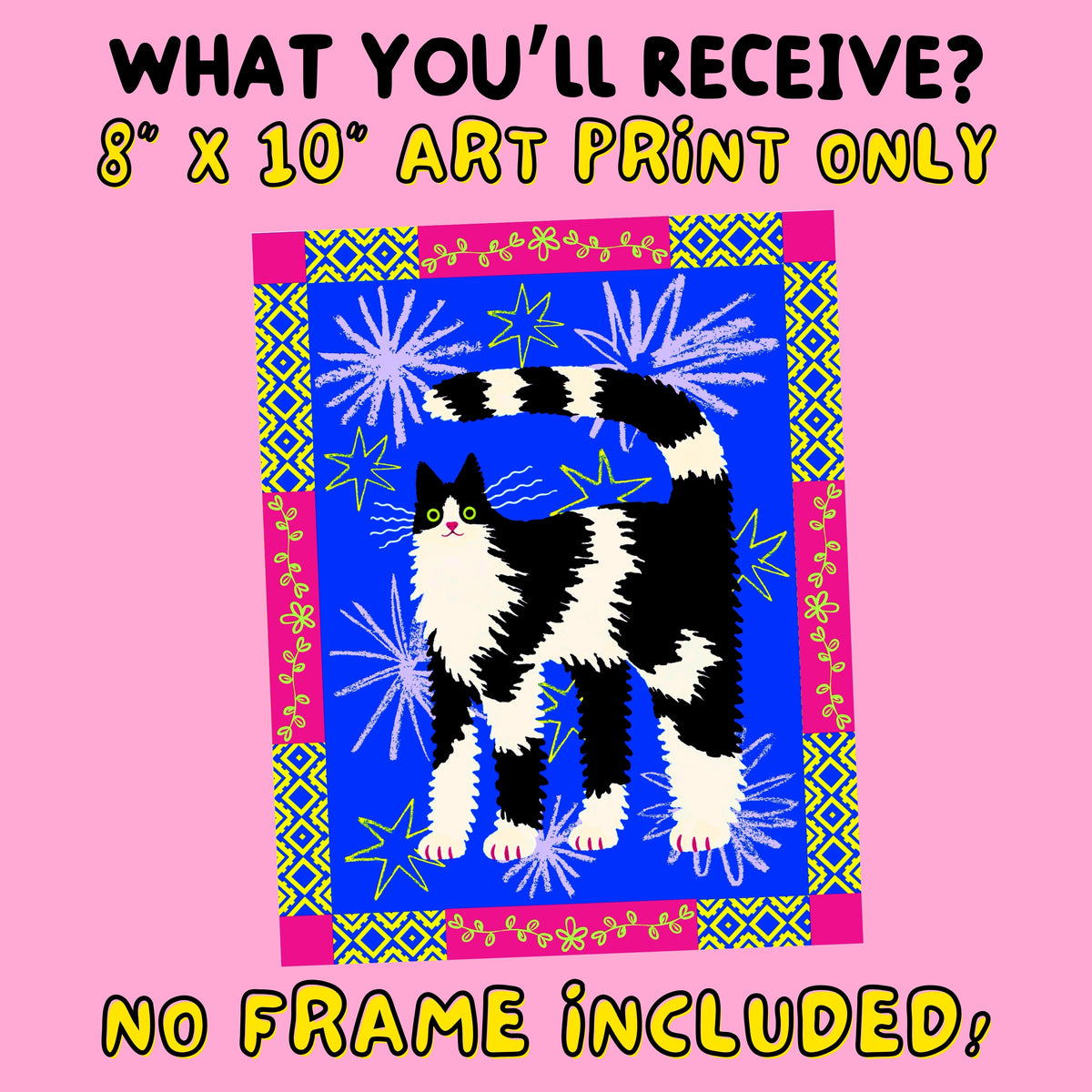Tuxedo Cat Art Print - 8"x10"