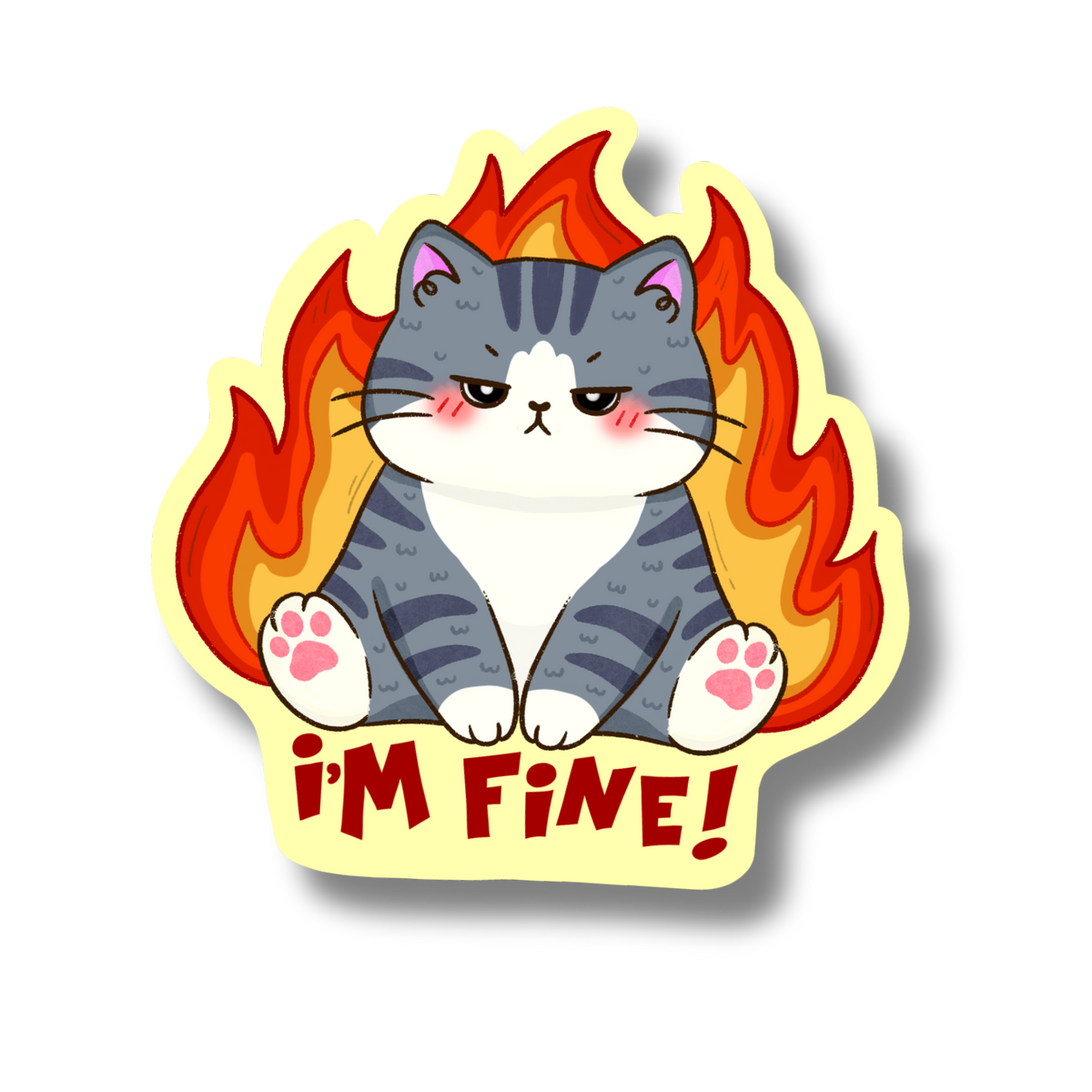 Fine cat on fire vinyl sticker