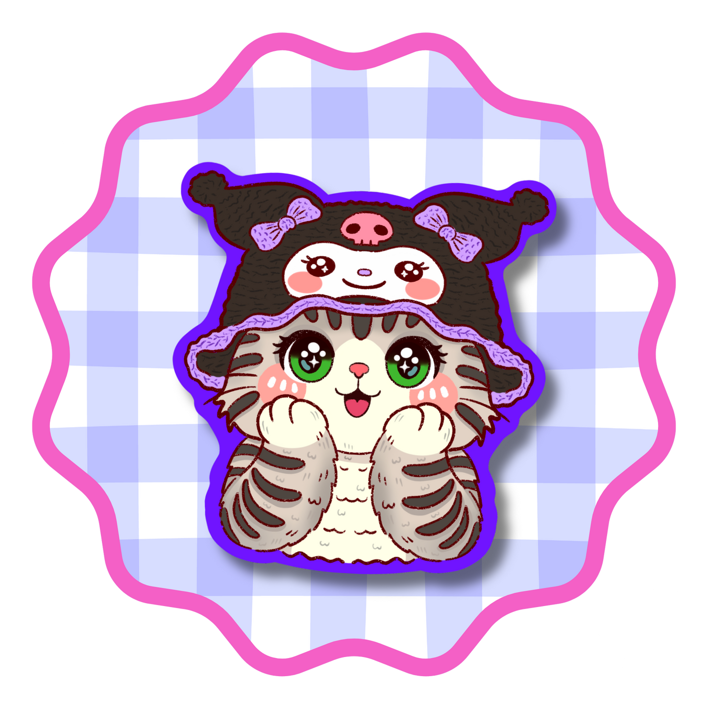 Kuromi Hat Cat Vinyl Sticker
