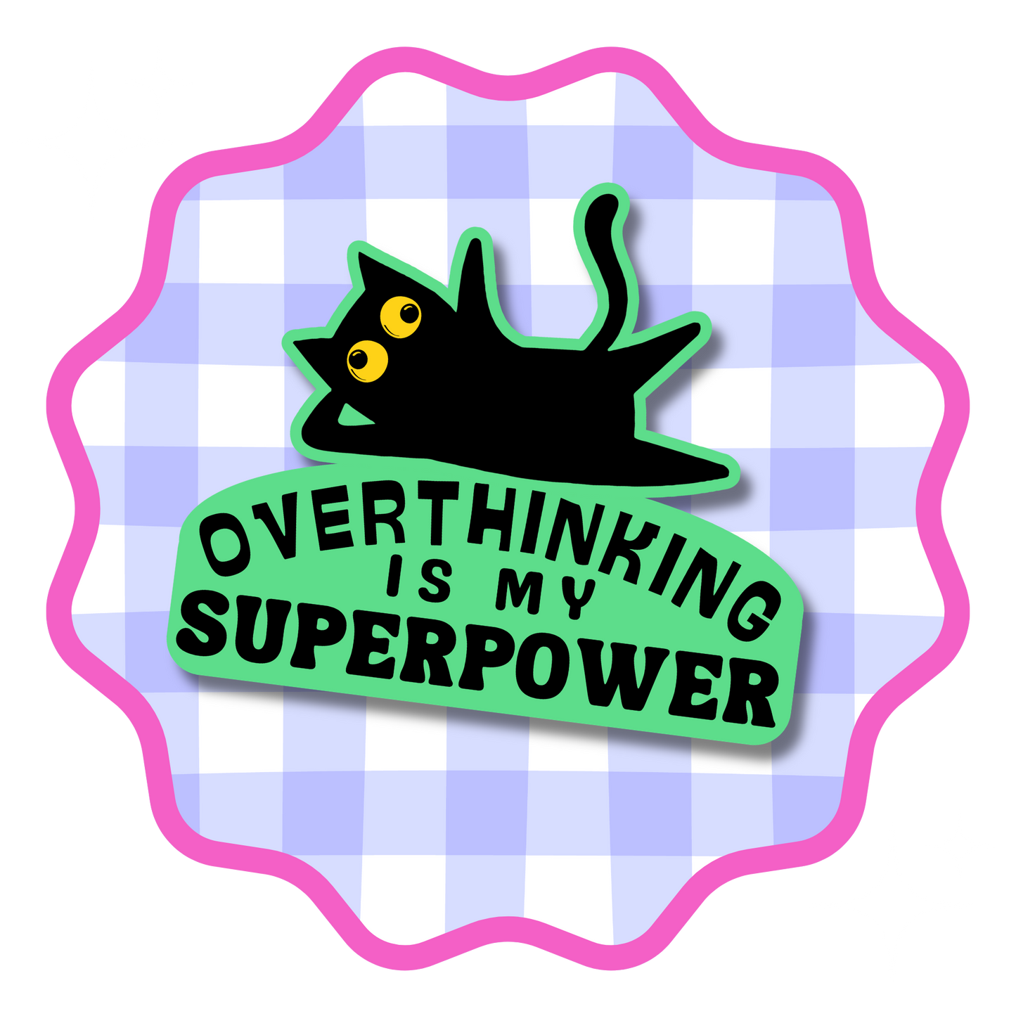 Overthinking Cat Vinyl Sticker