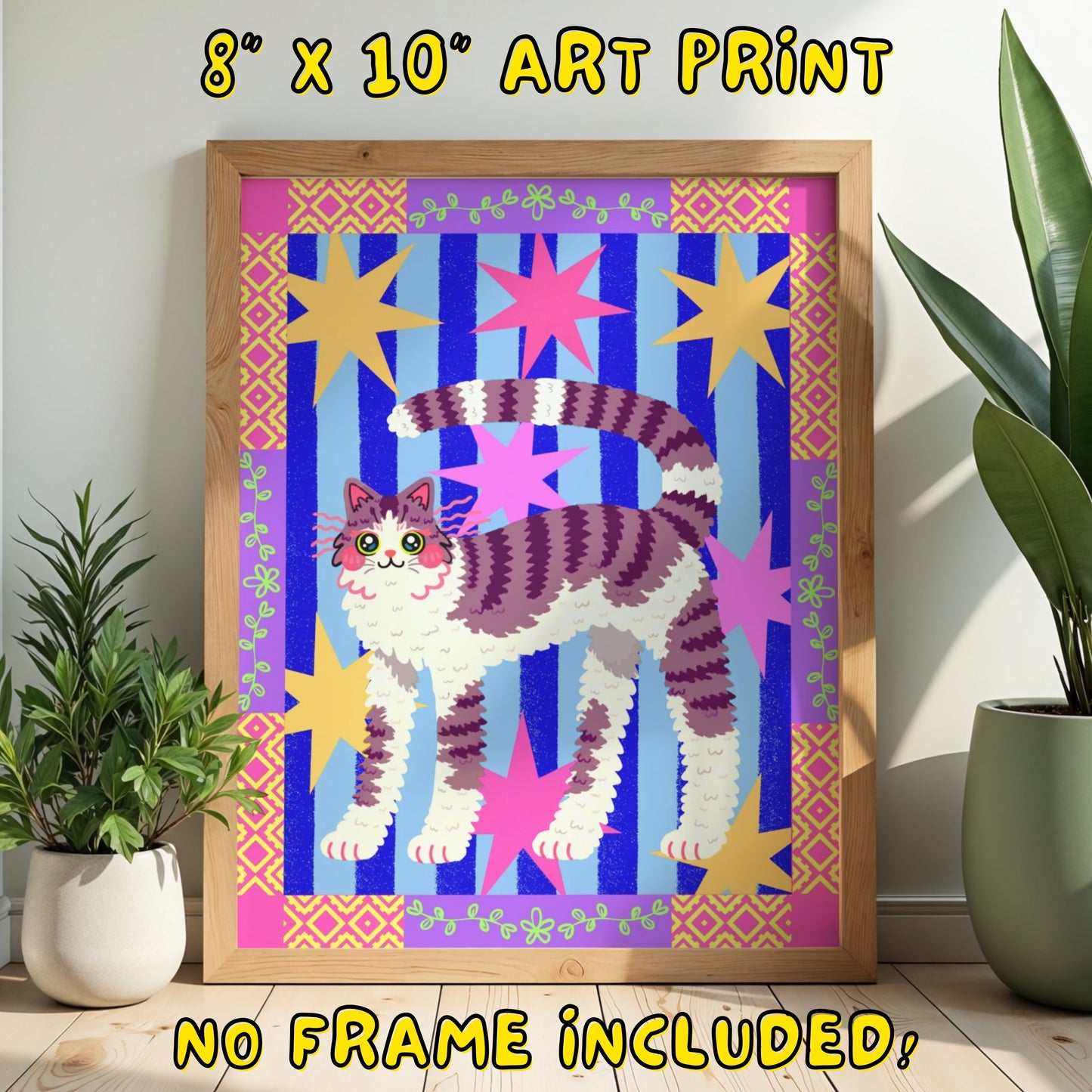 Grey Cat Art Print - 8"x10"
