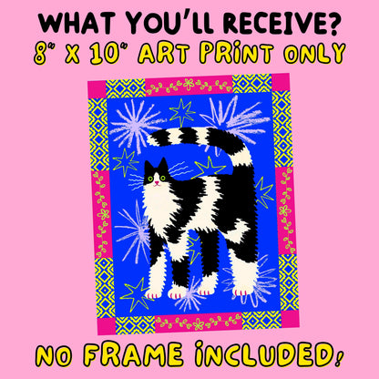 Tuxedo Cat Art Print - 8"x10"