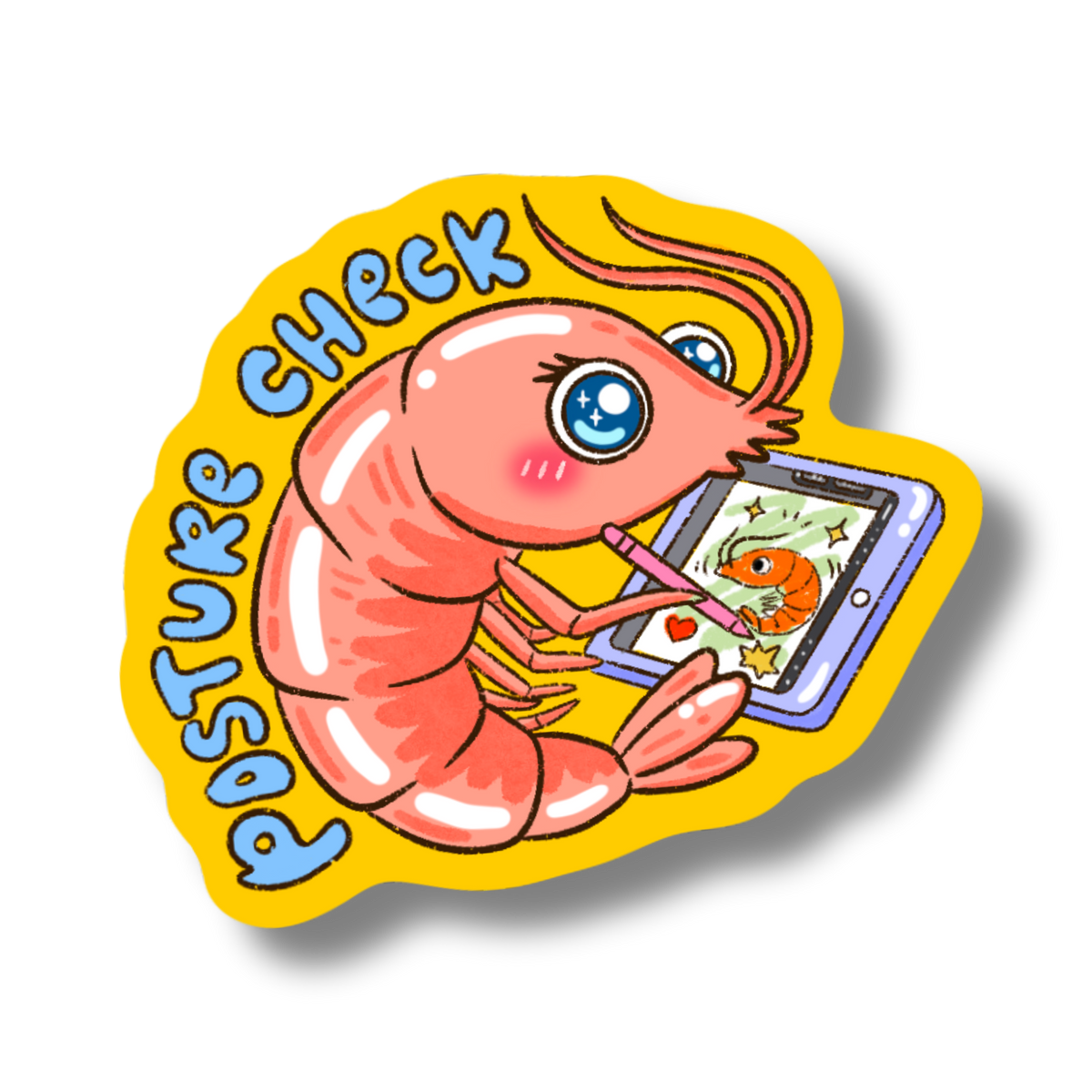 Posture Check Shrimp Vinyl Sticker