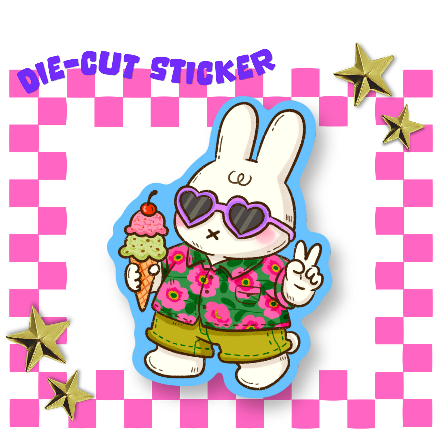 Ice cream Miffy Cat Vinyl Sticker
