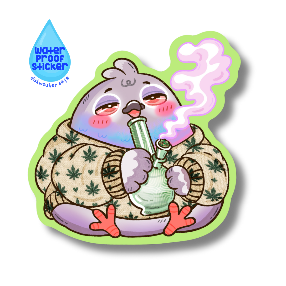 Pigeon with a bong vinyl sticker