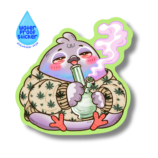 Pigeon with a bong vinyl sticker