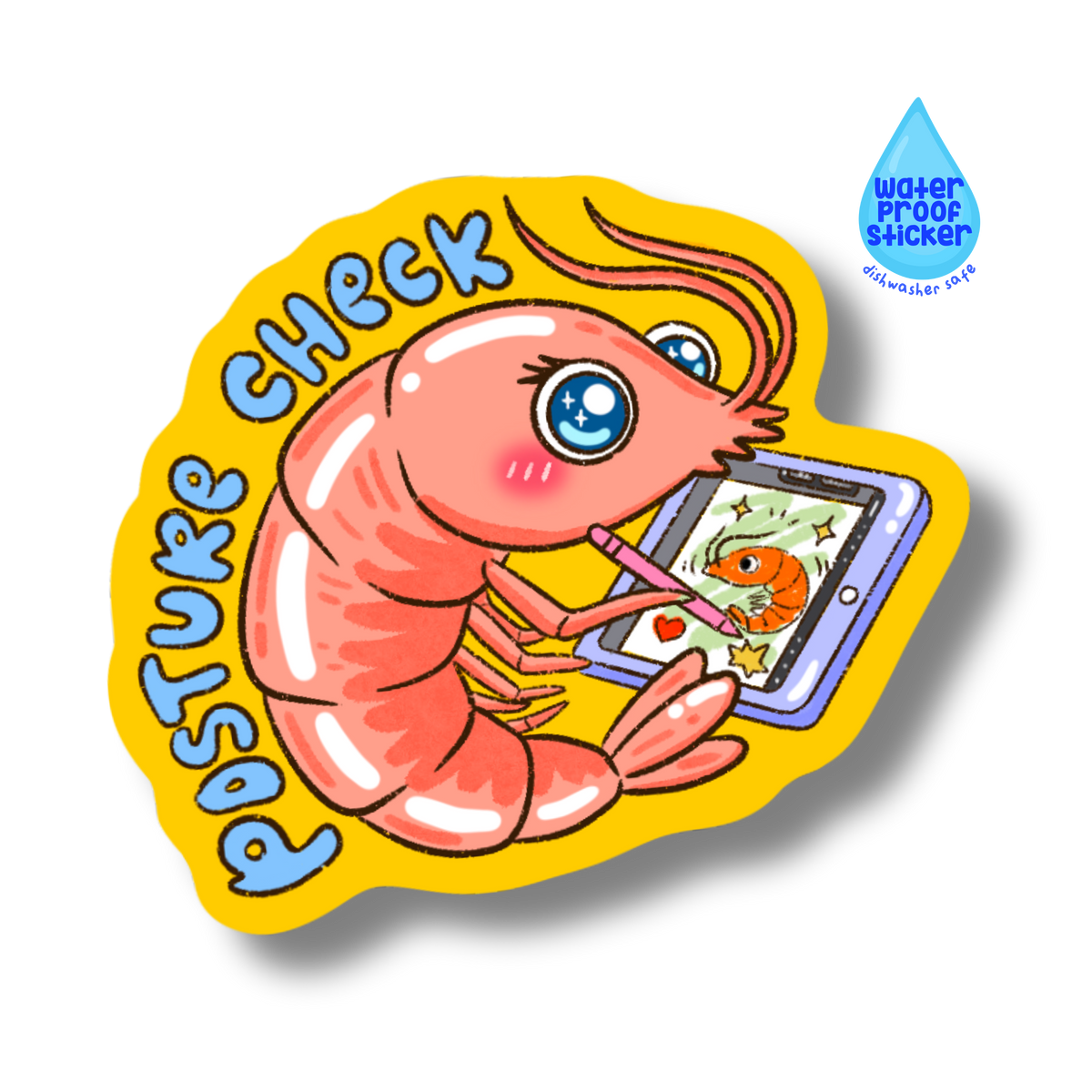 Posture Check Shrimp Vinyl Sticker