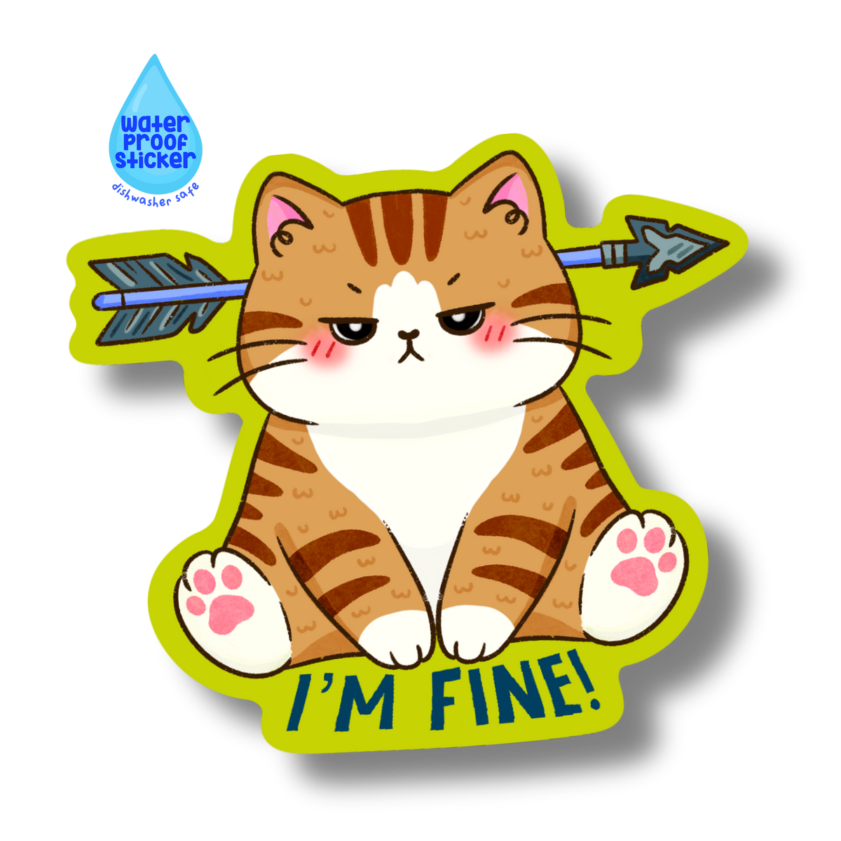 Fine cat with arrow vinyl sticker