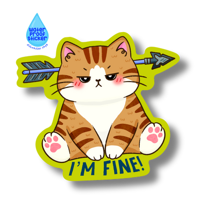 Fine cat with arrow vinyl sticker