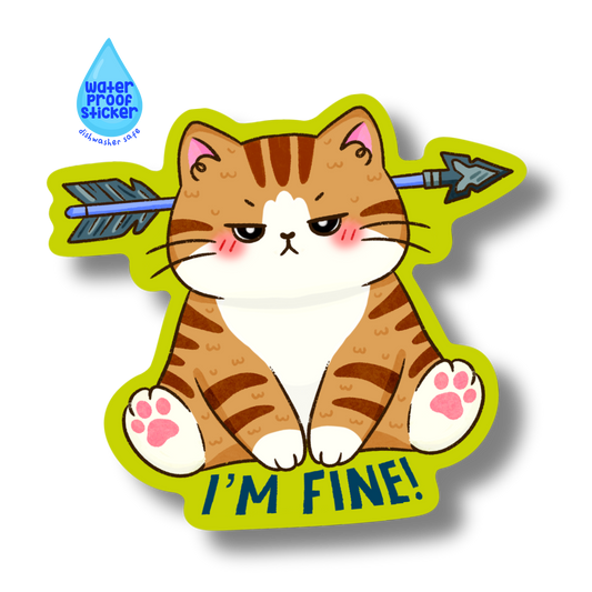 Fine cat with arrow vinyl sticker