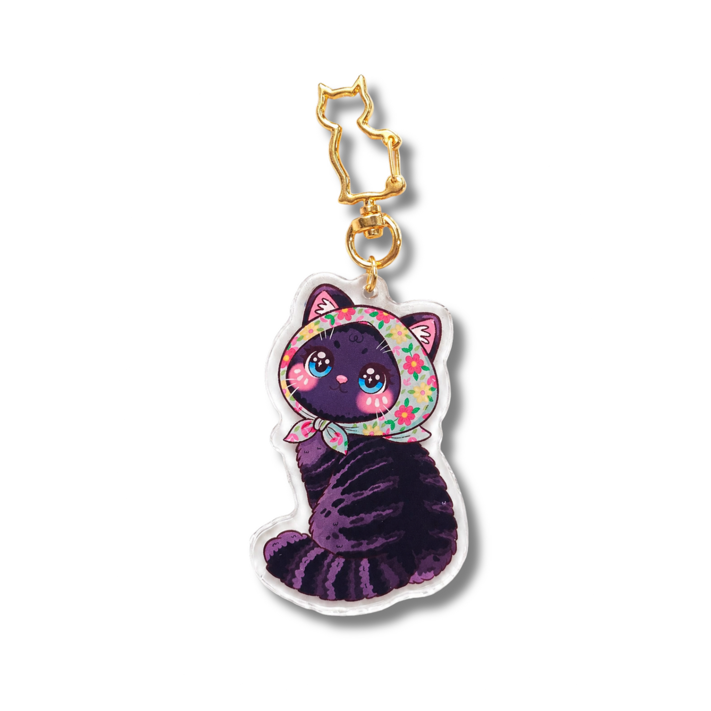 Floral Scarf Cat Acrylic Keychains