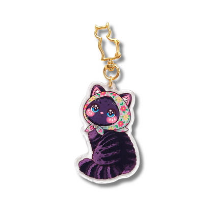 Floral Scarf Cat Acrylic Keychains