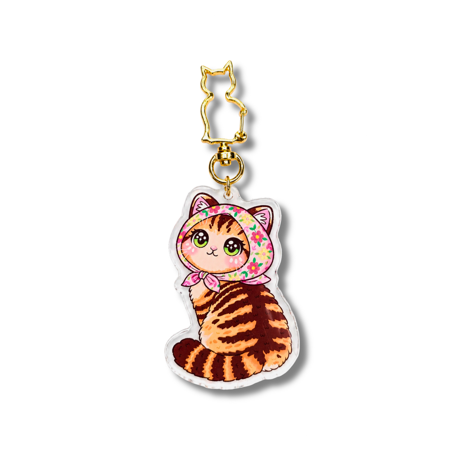 Floral Scarf Cat Acrylic Keychains