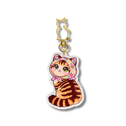 Floral Scarf Cat Acrylic Keychains