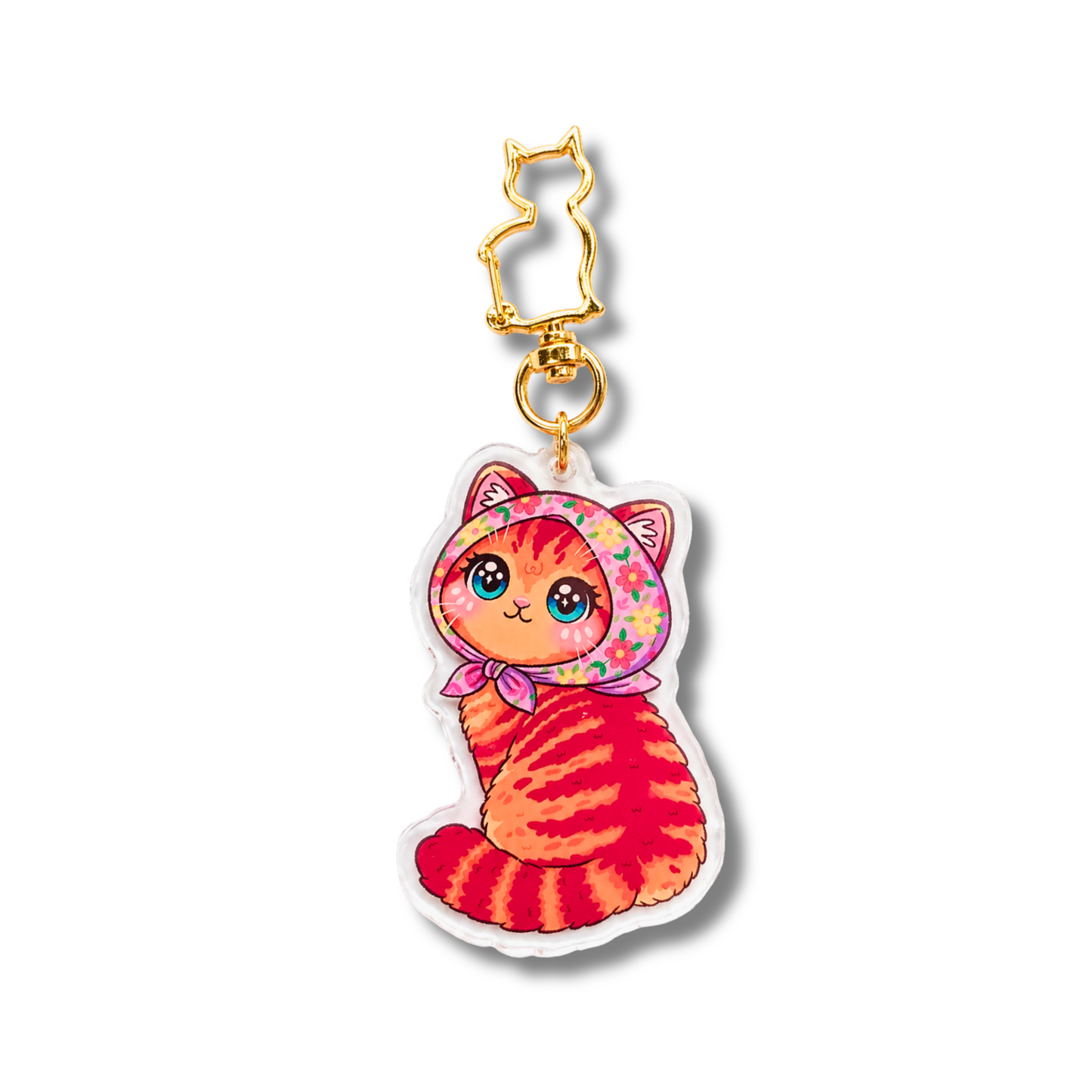 Floral Scarf Cat Acrylic Keychains