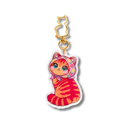 Floral Scarf Cat Acrylic Keychains