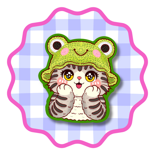 Keroppi Hat Cat Vinyl Sticker