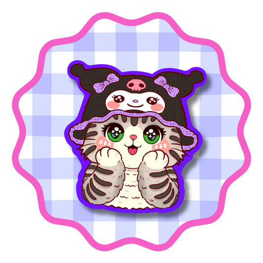 Kuromi Hat Cat Vinyl Sticker