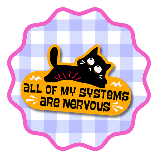Nervous Cat Vinyl Sticker