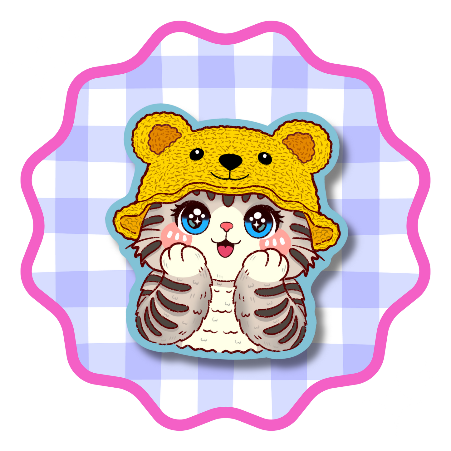 Pooh Hat Cat Vinyl Sticker