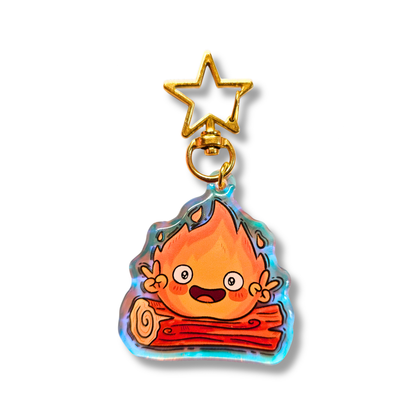 Calcifer - Studio Ghibli Rainbow Acrylic Keychain