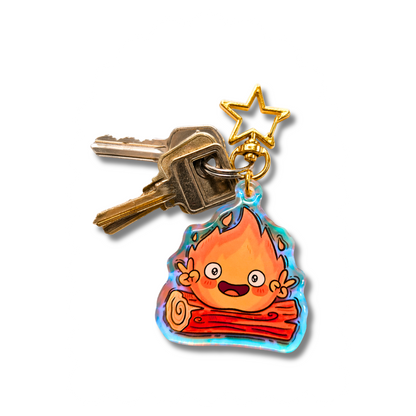 Calcifer - Studio Ghibli Rainbow Acrylic Keychain