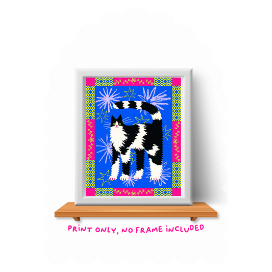Tuxedo Cat Art Print - 8"x10"