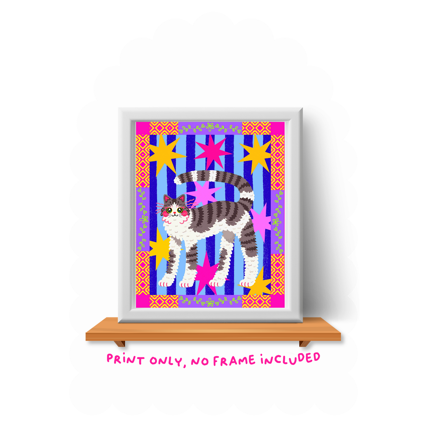 Grey Cat Art Print - 8"x10"