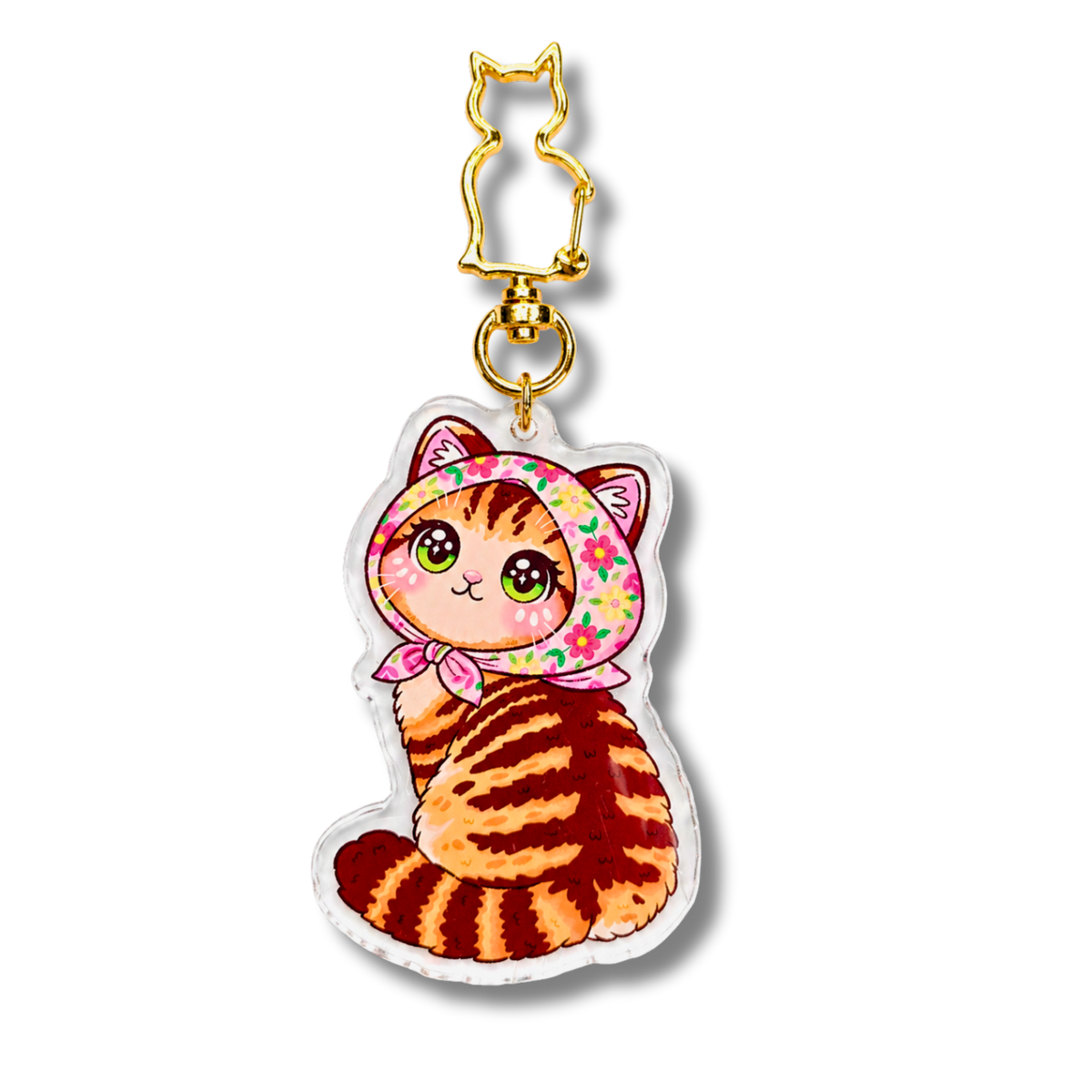 Floral Scarf Cat Acrylic Keychains