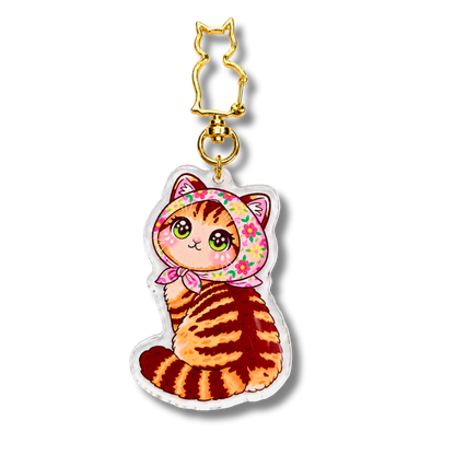Floral Scarf Cat Acrylic Keychains