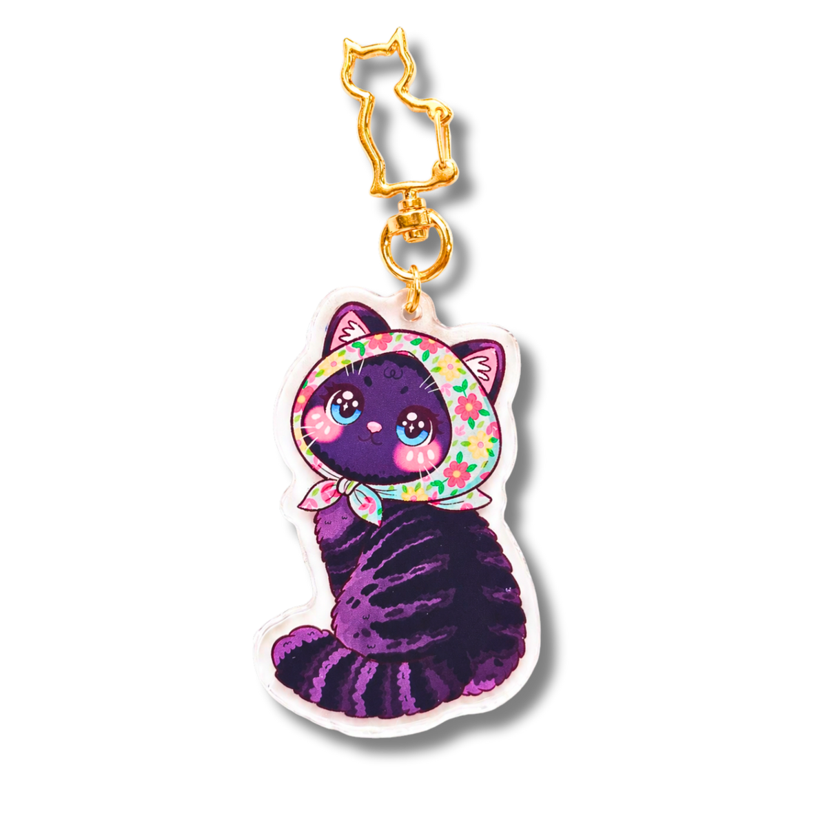 Floral Scarf Cat Acrylic Keychains