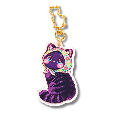 Floral Scarf Cat Acrylic Keychains