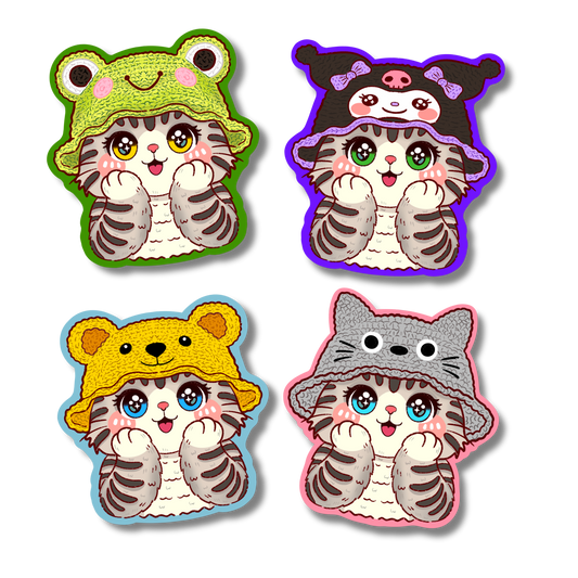 Bucket Hat Cats Vinyl Sticker