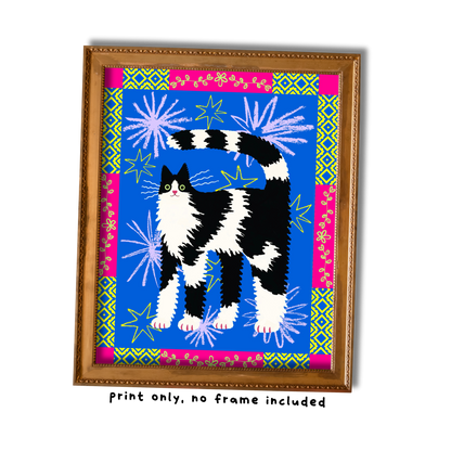 Tuxedo Cat Art Print - 8"x10"