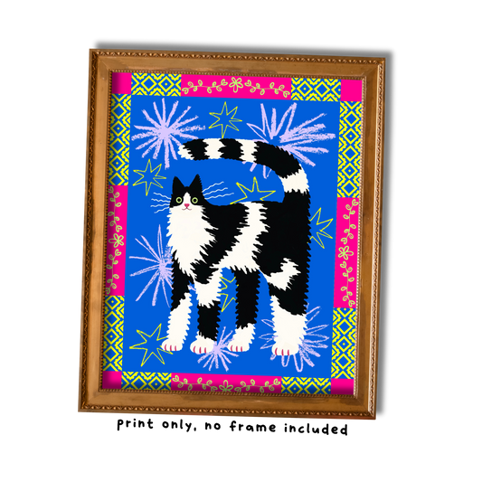 Tuxedo Cat Art Print - 8"x10"