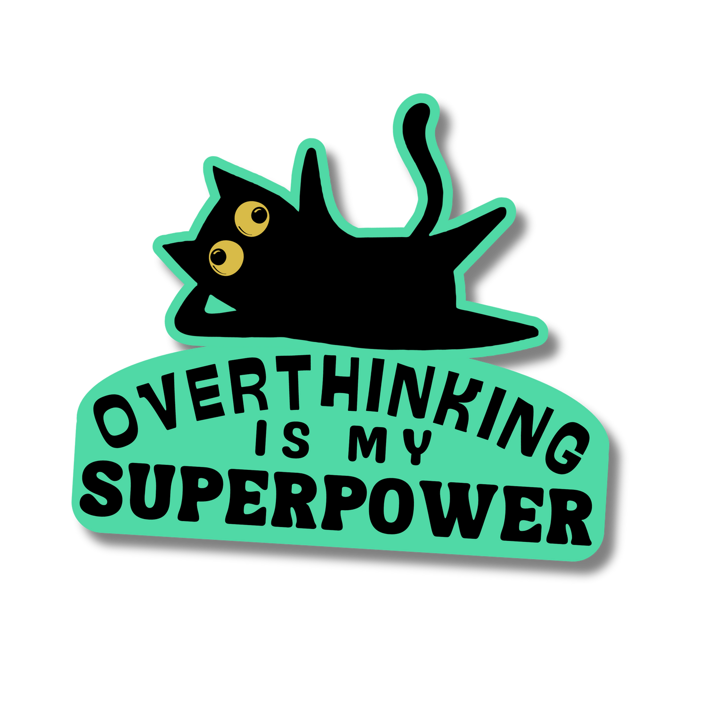 Overthinking Cat Vinyl Sticker