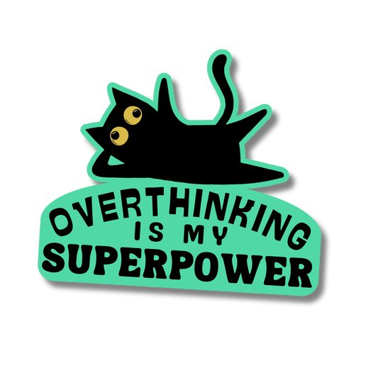 Overthinking Cat Vinyl Sticker