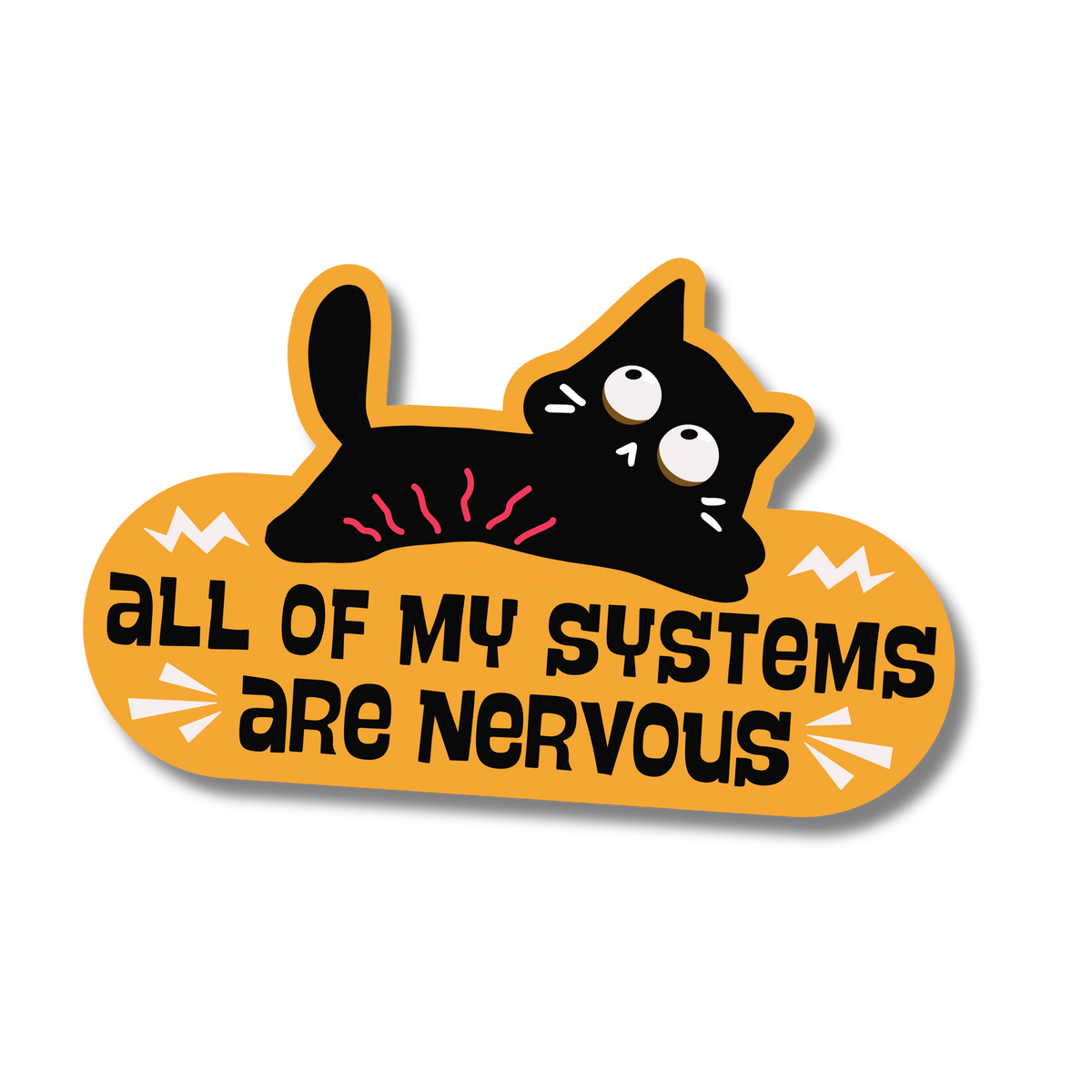 Nervous Cat Vinyl Sticker