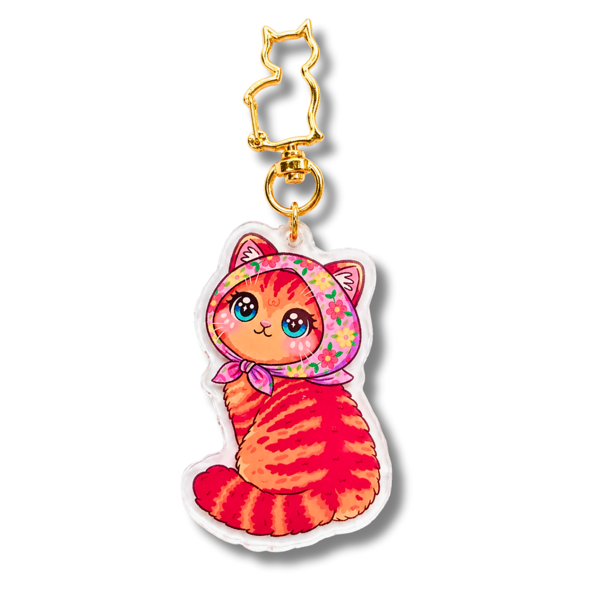Floral Scarf Cat Acrylic Keychains