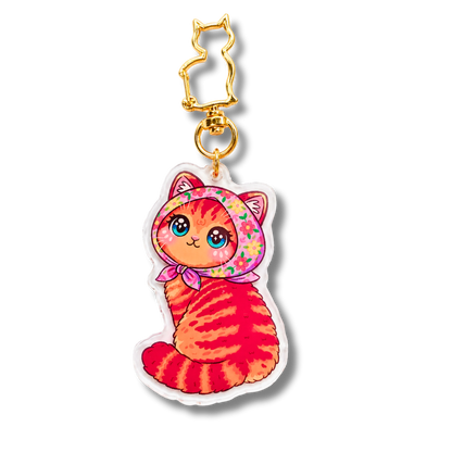 Floral Scarf Cat Acrylic Keychains