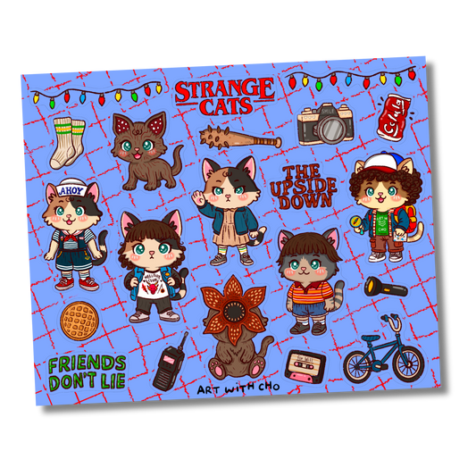 Strange Cats - ST inspired Sticker Sheet