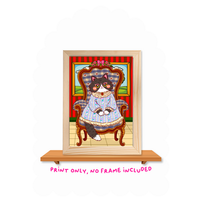 Cat in a chair Art Print - 4"x6"